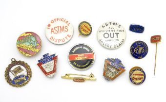 Trade Union Interest: a quantity of assorted badges, pins, etc. to include a hallmarked silver