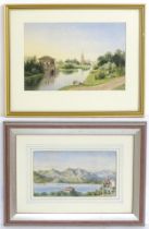 19th century, Topographical School, Watercolour, A mountain river scene. Together with a 19th