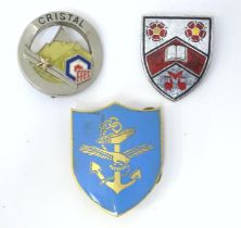 Three enamel pin badges with sporting , military and scholastic emblems (3) Please Note - we do