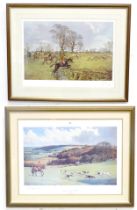 Two hunting prints comprising The Grafton - Away from Hen Wood after Neil Cawthorne and The