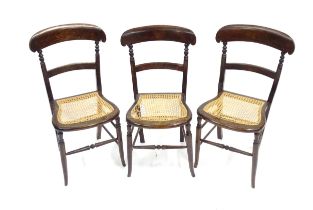 Three early 20thC beech chairs with turned decoration, each approx 32 1/2" tall Please Note - we