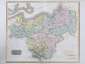 Map: A 19thC engraved map titled Prussian Dominions after John Thomson, for Thomson's New General
