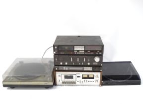 A quantity of late 20thC Hifi equipment, comprising Technics turntable, tape deck, tuner and