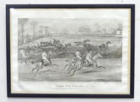 An engraving after Francis Calcraft Turner titled Leamington Grand Steeple Chase, Third Fence, Plate