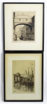 W. R. Wakefield, Etching, Canning Dock, Liverpool. Facsimile monogram and date 1919 lower left and