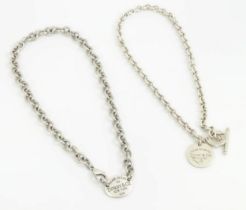 Two chain necklaces in the Tiffany style. The longest approx. 16" (2) Please Note - we do not make