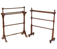 Two 20thC mahogany towel rails. The largest measuring 27" wide x 34" high. Please Note - we do not