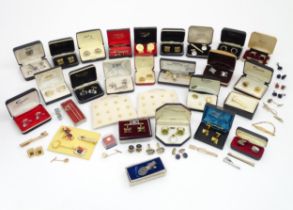 A large quantity of assorted cufflinks and tie pins, to include examples by Stratton, Swank,