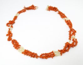 Sections of a coral branch bead necklace Please Note - we do not make reference to the condition