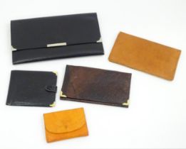 Five 20thC leather purses / wallets. Largest approx 9 1/2" wide (5) Please Note - we do not make