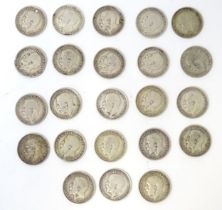 Coins : twenty three George V threepence / 3d pieces (23) Please Note - we do not make reference