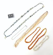 Assorted necklaces to include pearl and bead examples. Please Note - we do not make reference to the