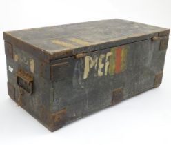 A WW2 / WWII / Second World War / World War 2 ordnance box, stamped to the interior with Air