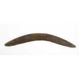 Ethnographic / Native / Tribal : A large Australian carved wooden boomerang with engraved decoration