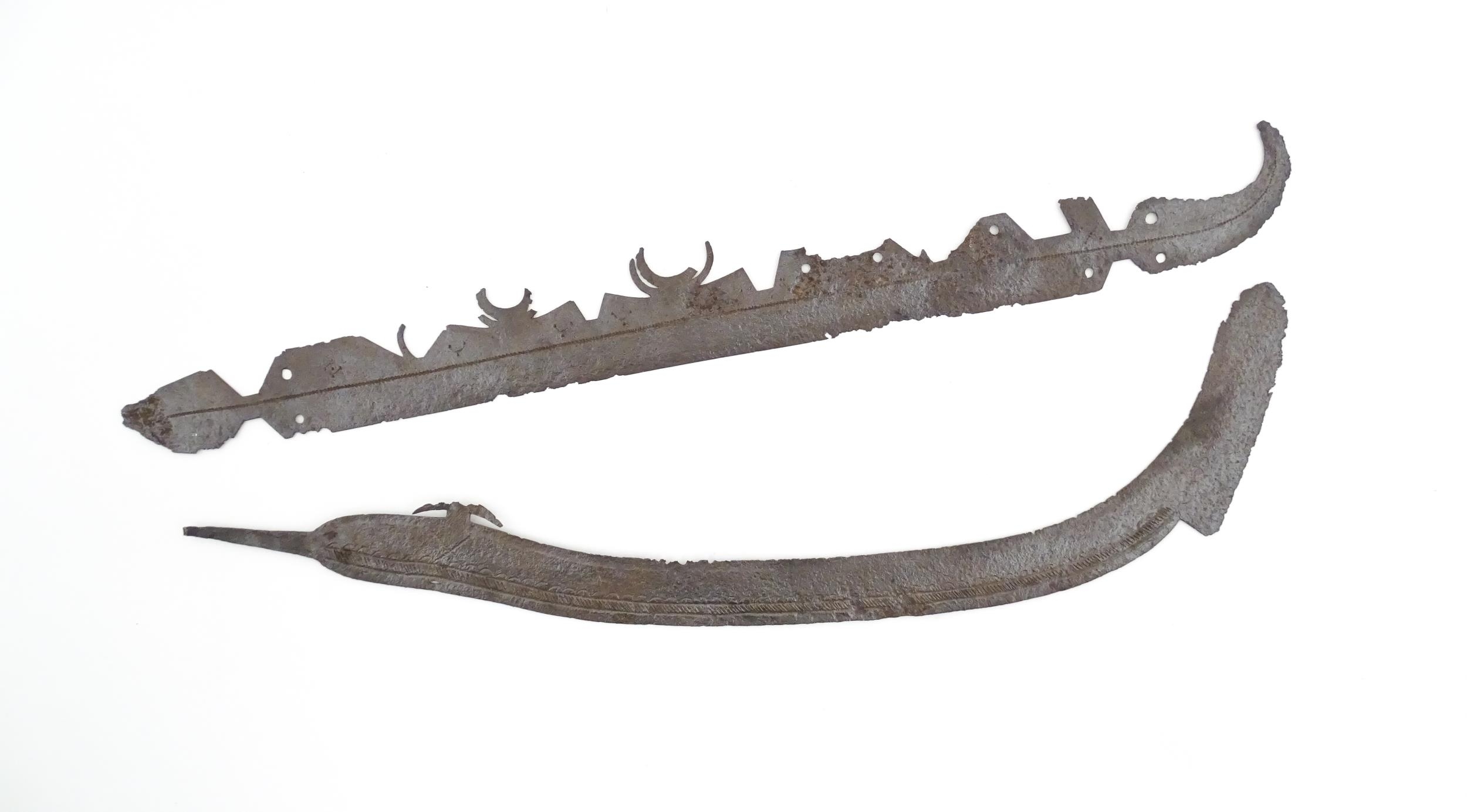 Two old blades, one of curved form, possibly Oriental in origin. Largest approx. 23 1/2" long (2) - Image 8 of 9