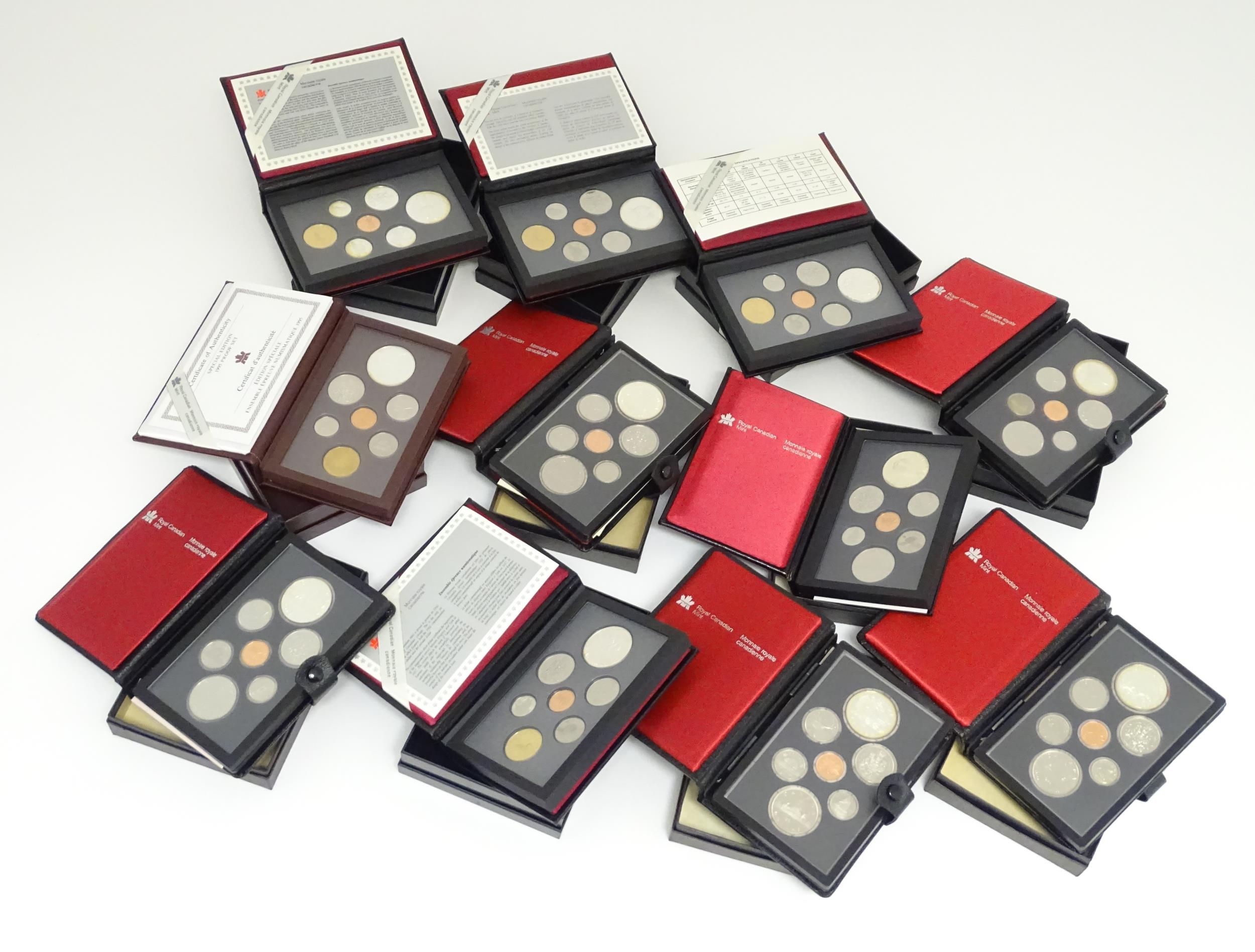 A quantity of Royal Canadian Mint proof sets, for the years 1979, 1980, 1981, 1982, 1984, 1986,