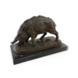 A 20thC cast model of a wild boar, after Pierre Jules Mene. Cast signature Mene to base. Approx. 5
