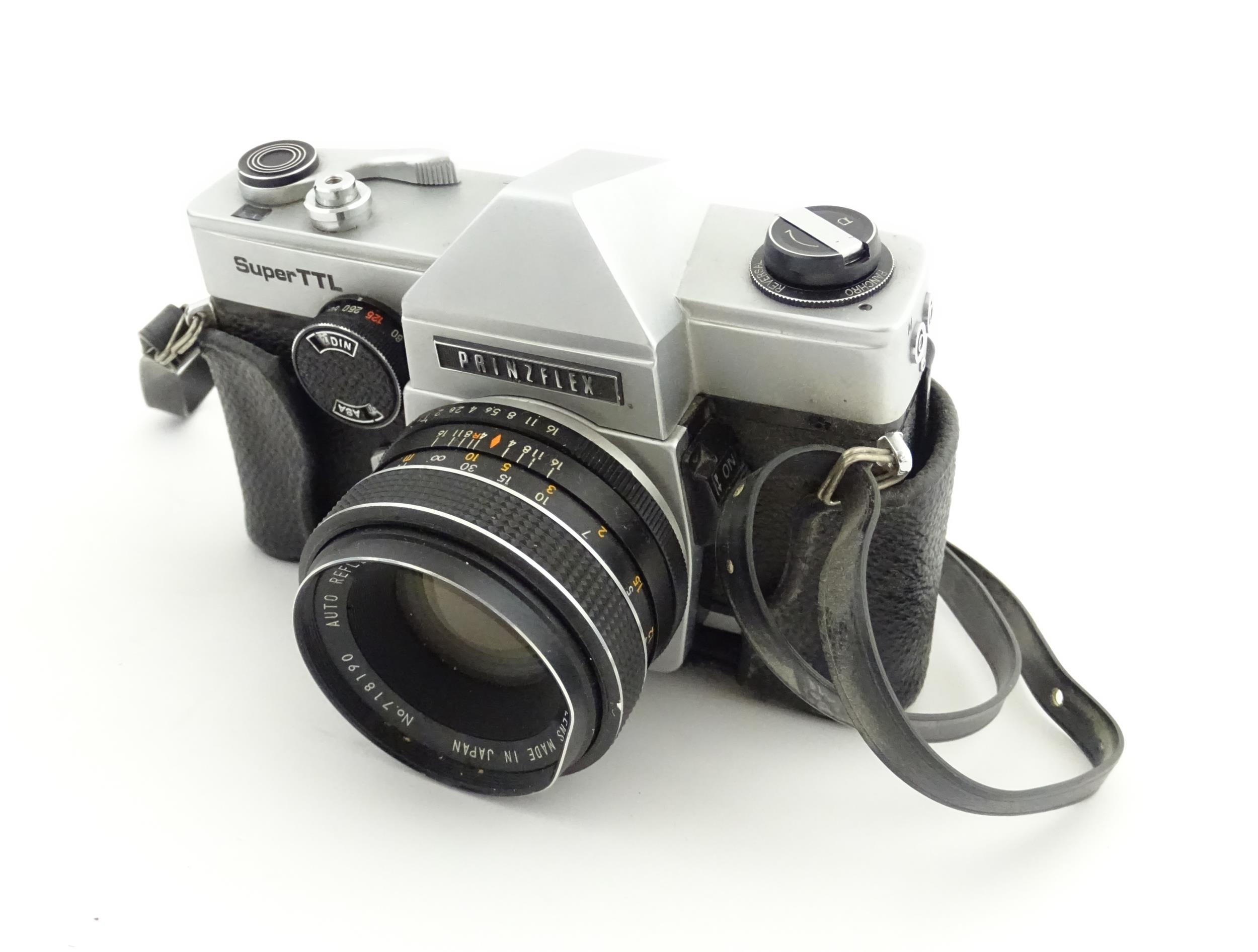 A Prinzflex Super TTL camera with 55 mm f1.7 lens M42 screw mount together with a Rollei E 15B - Image 12 of 13
