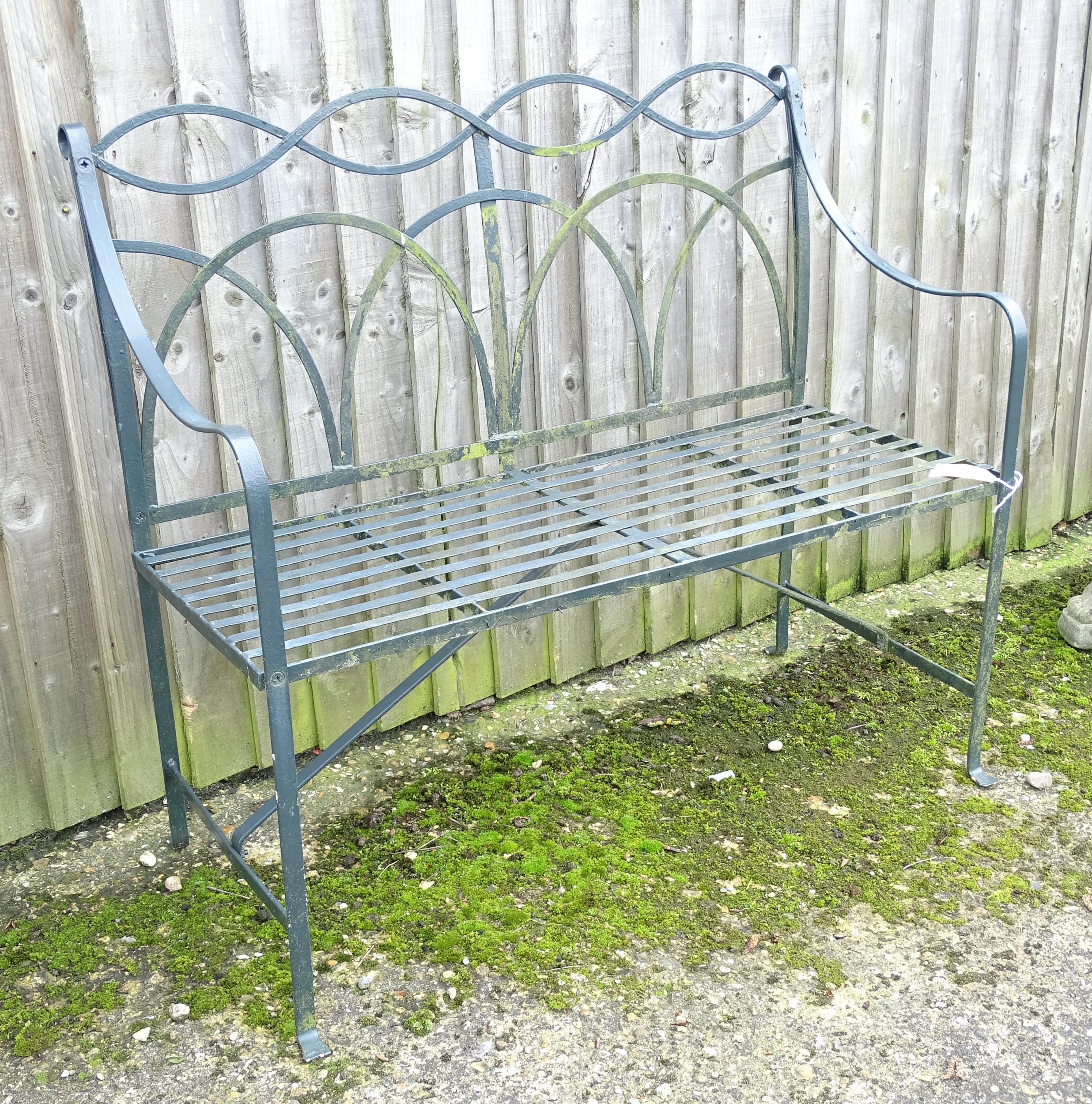 Garden & Architectural : a cast metal two-seater garden bench, approx 40" wide, 36 1/2" tall , 16"