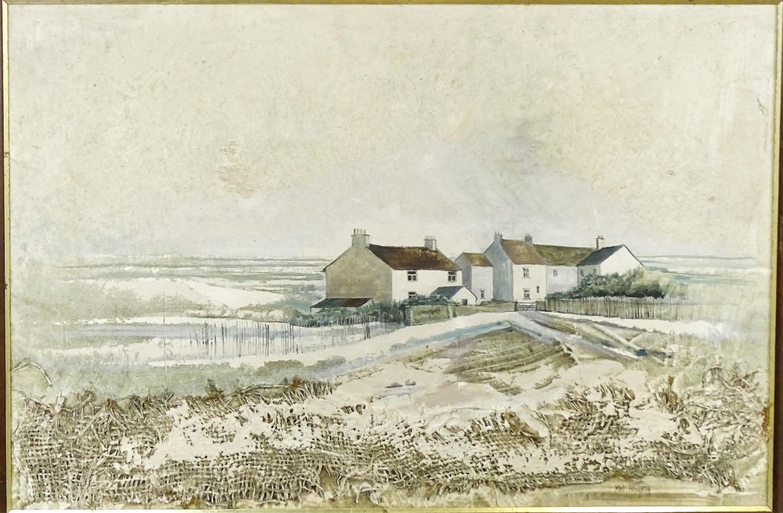 Mike Haworth, 20th century, Mixed media on board, A winter landscape with a view of a village. - Image 3 of 4