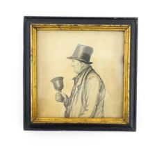 An early 20thC watercolour depicting a portrait of a gentleman bell ringer in profile. Approx. 5 1/