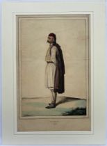 Louis Dupre (1789-1837), Original lithograph hand coloured with watercolour, Titled Suliote a Corfou