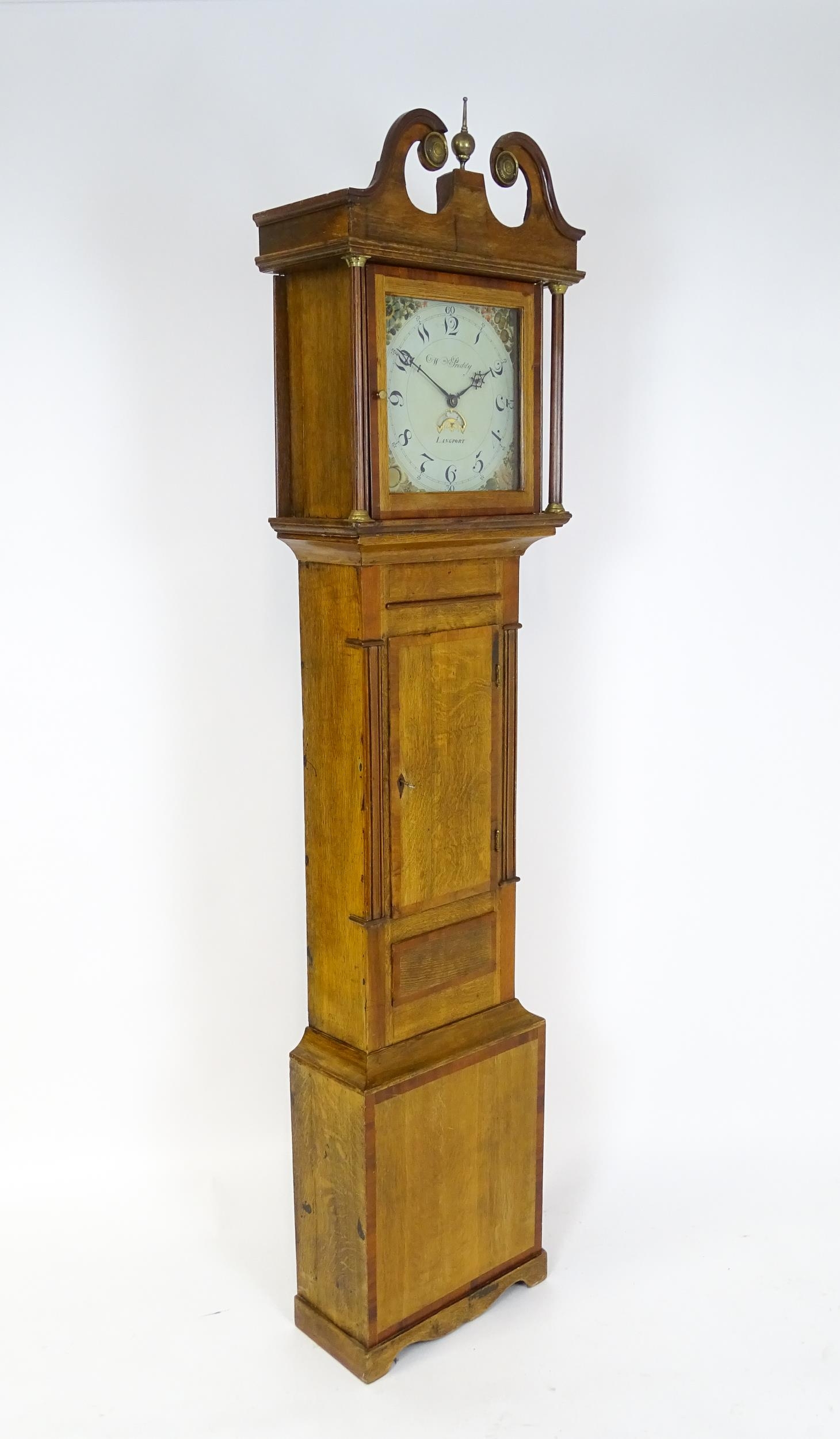 William Preddy, Langport : A 19thC oak cased 30 hour longcase clock with walnut crossbanding, the - Image 3 of 15