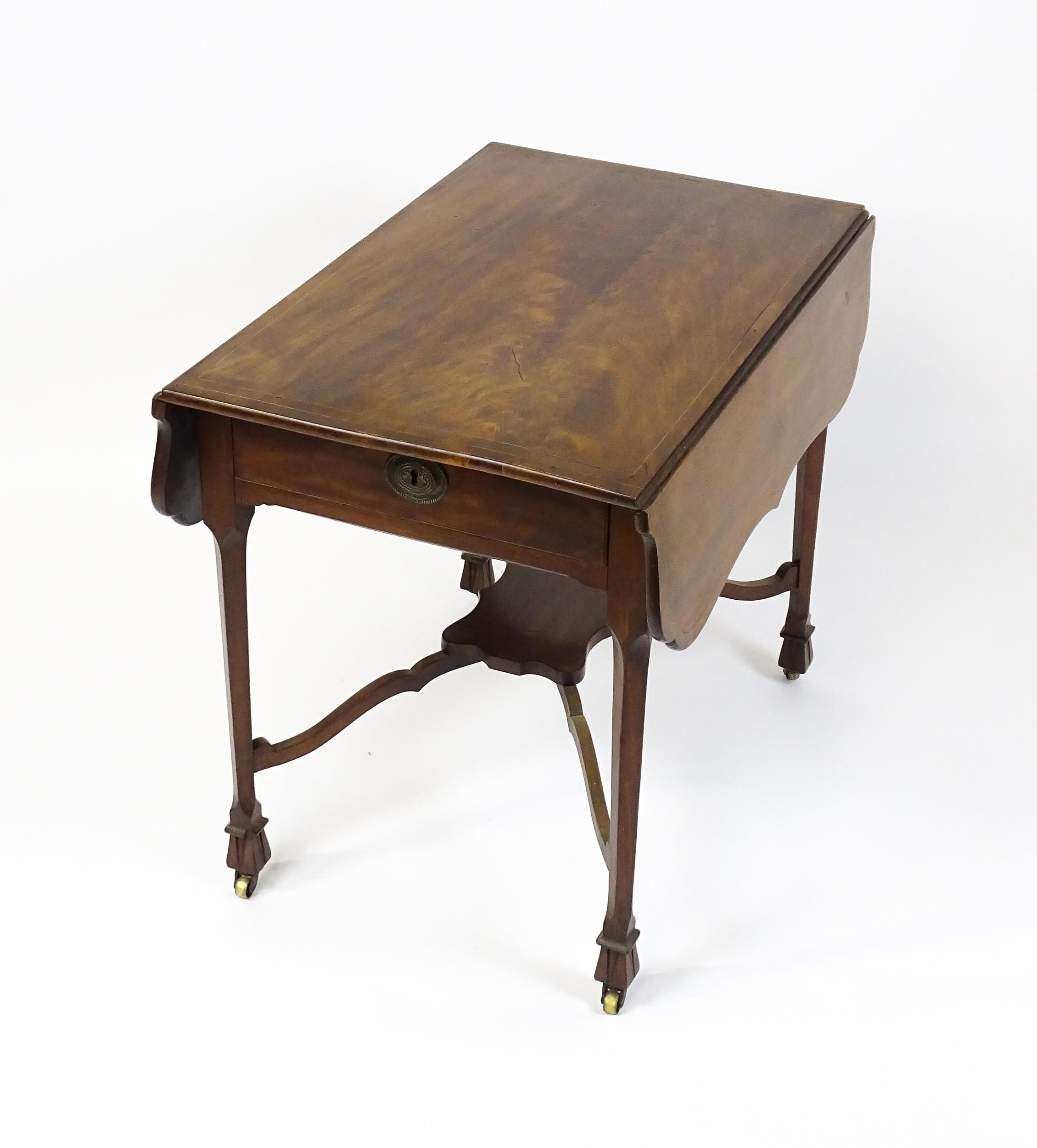 A late 18thC Chippendale style mahogany Pembroke table, the butterfly table top having two shaped - Image 12 of 16