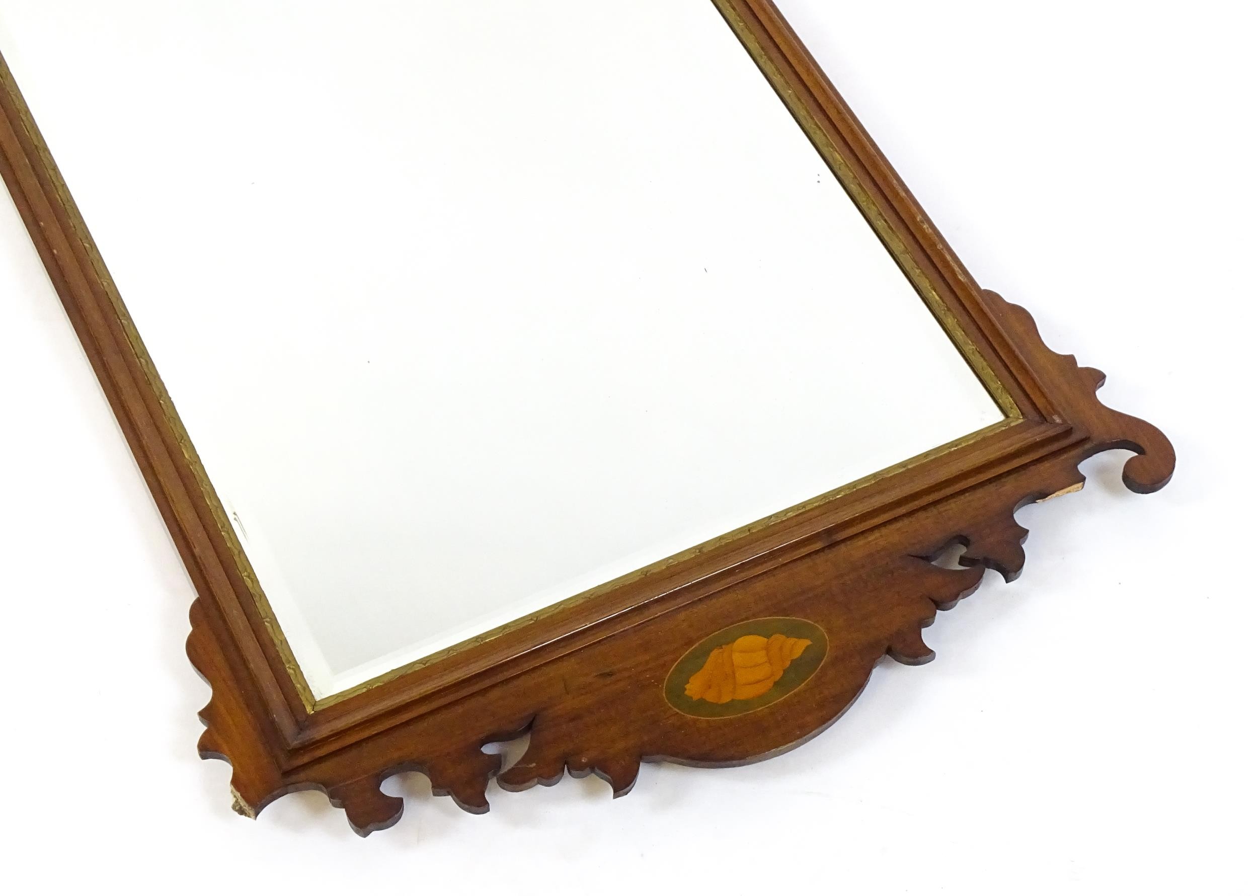 A late 19thC mahogany mirror in the George III style, surmounted by a carved gilt eagle and having - Image 3 of 8