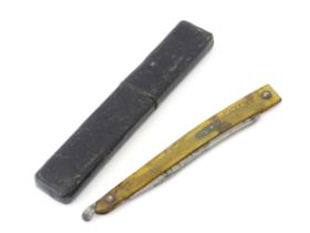 Militaria : a 19thC straight razor, the horn handle inscribed 'Adam Chalmers Lt Inft 79th' and '