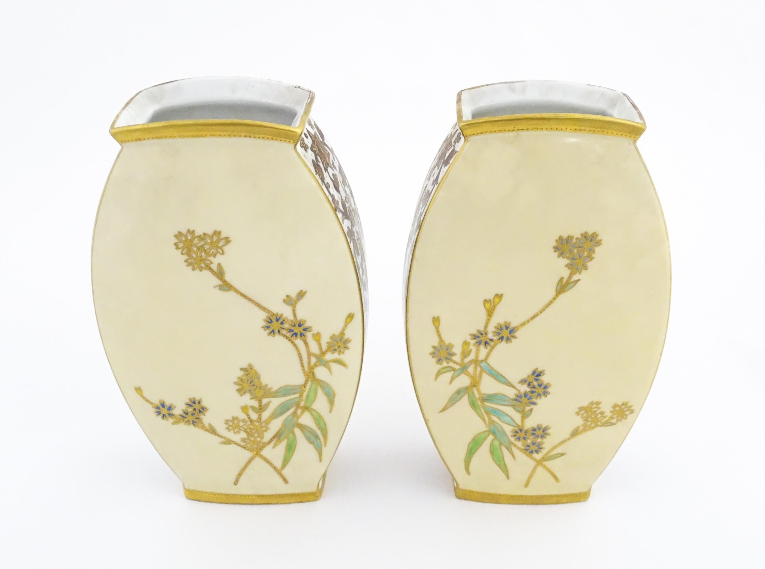 A pair of Limoges Demartial and Tallandier vases of ovoid form decorated with exotic birds, - Image 7 of 10