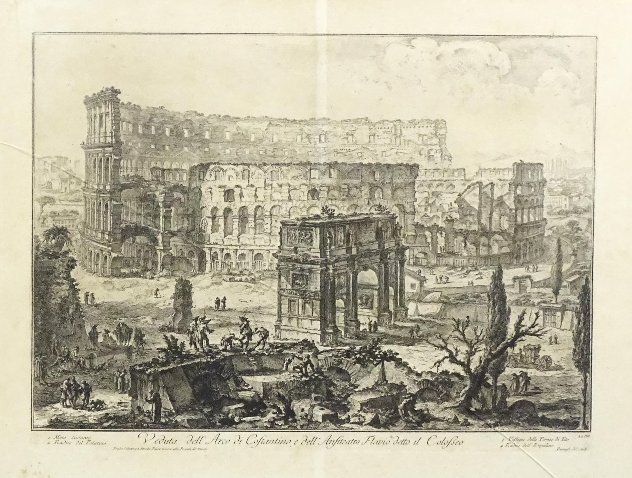 After Giovanni Battista Piranesi (1720-1788), Etching, Veduta dell' Arco di Costantino, e dell' - Image 3 of 6