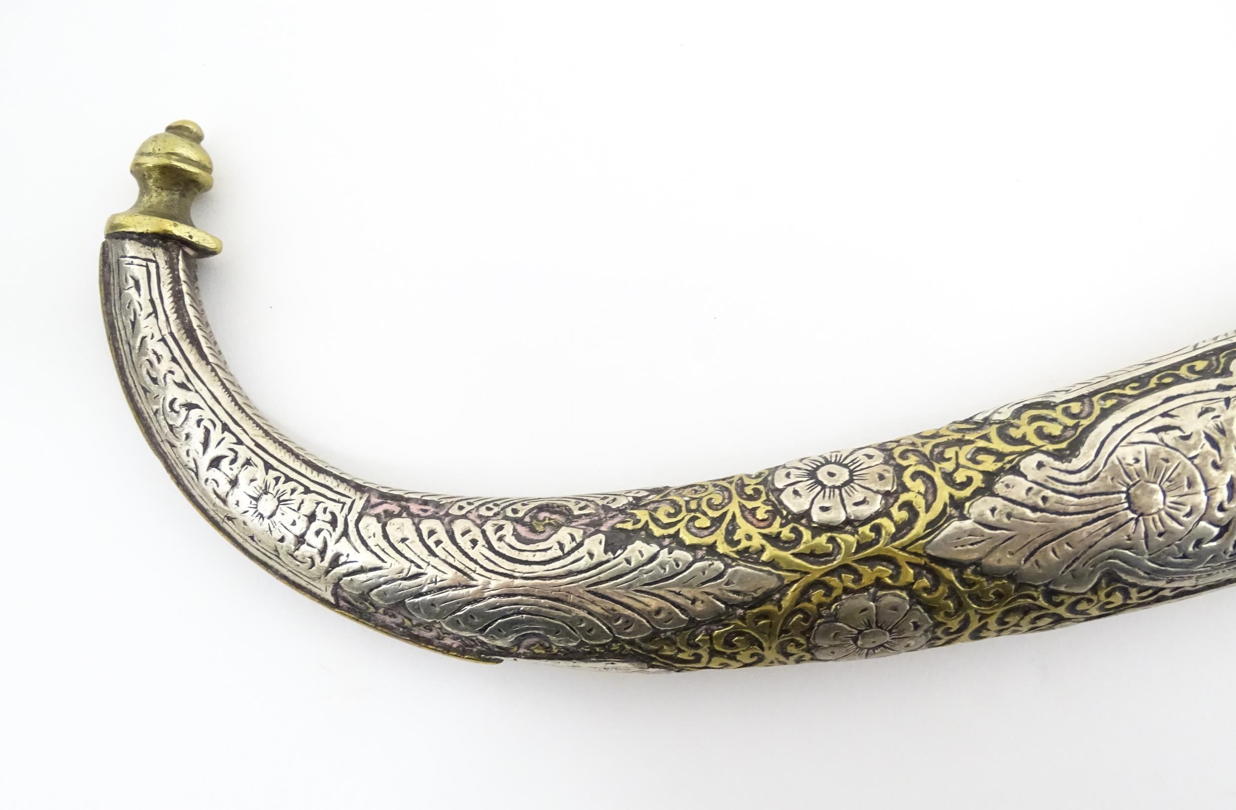 Ethnographic / Native / Tribal: A Moroccan Koummya / Jambiya dagger with carved wooden handle with - Image 3 of 14
