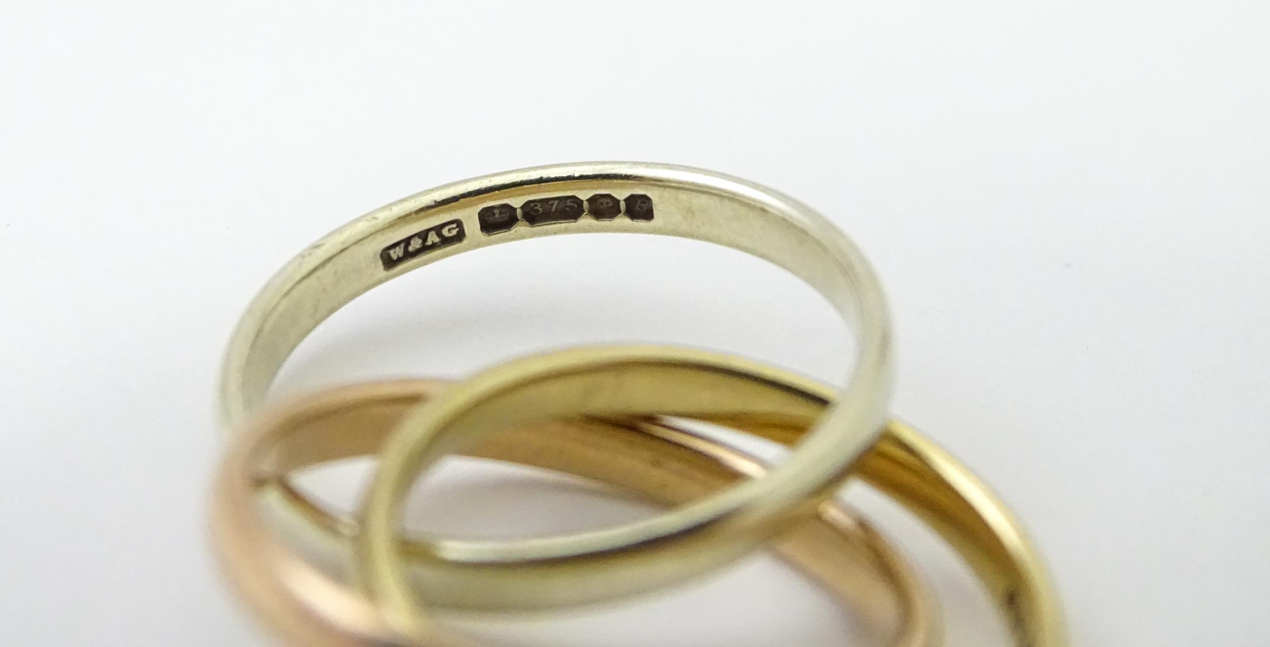 A 9ct tri-gold Russian wedding ring. Ring size approx. G 1/2 Please Note - we do not make - Image 4 of 8