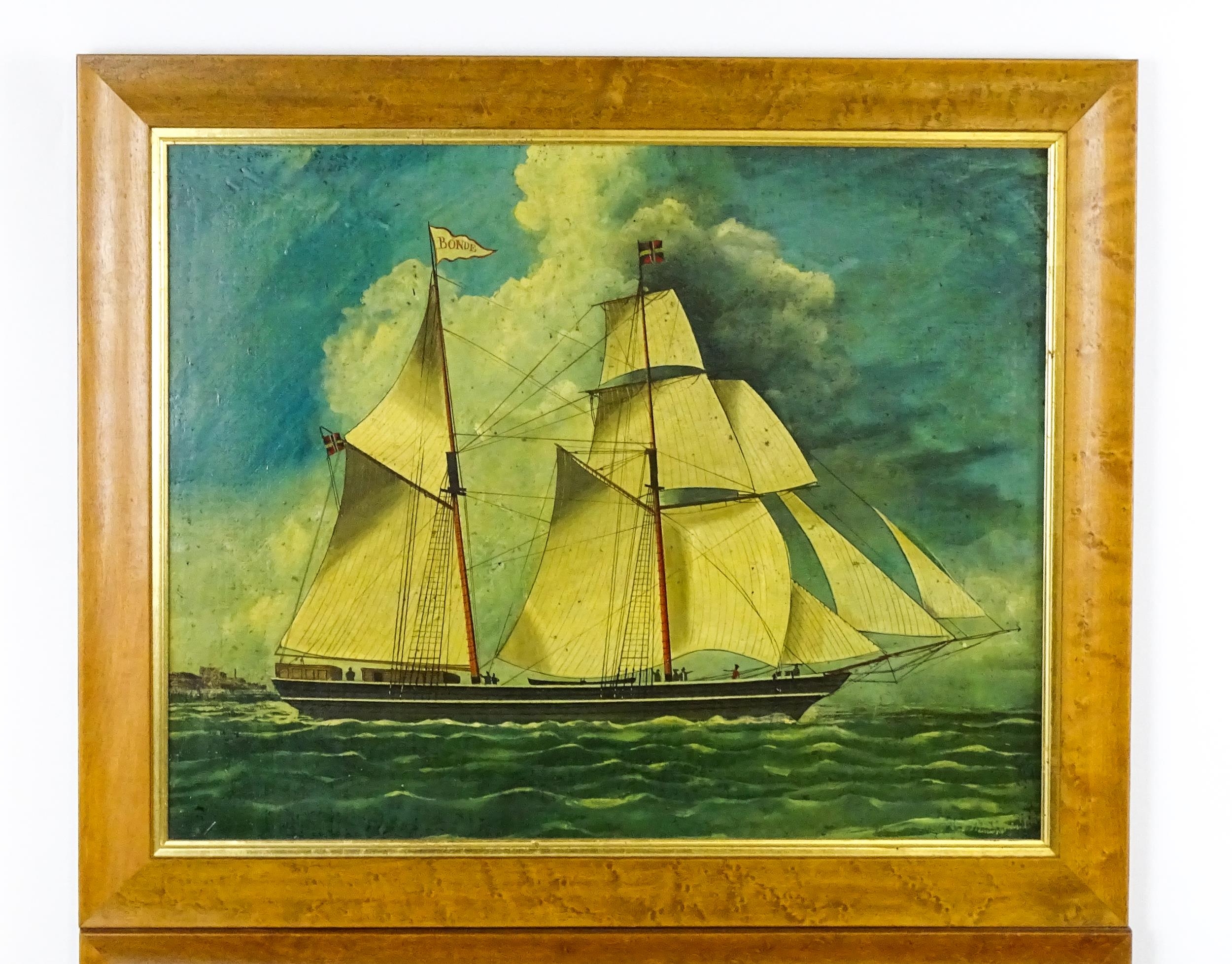 After Joseph B. Smith, Late 19th / early 20th century, Marine School, Oil on canvas, A pair of naive - Image 3 of 4