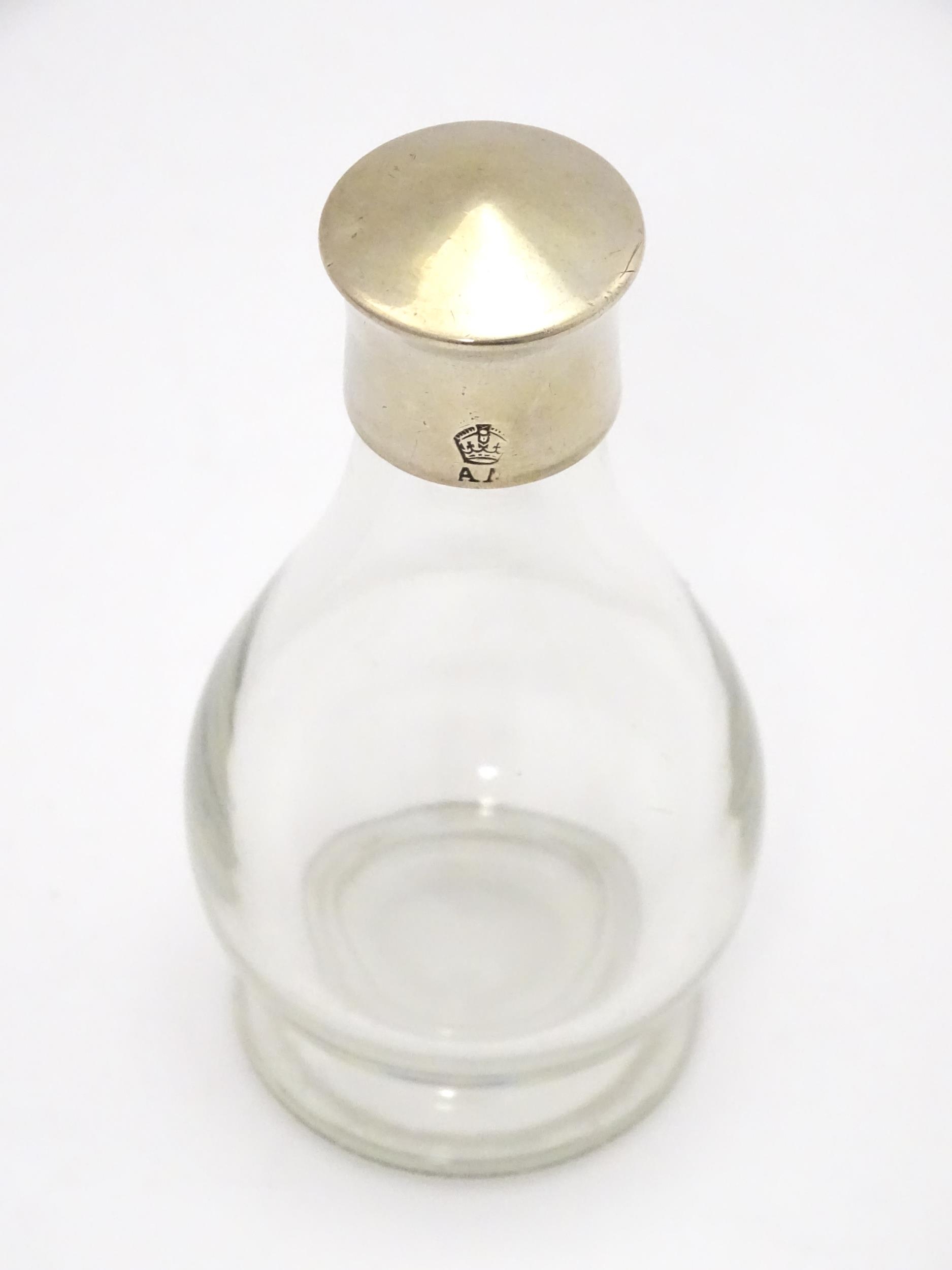 A glass private / travelling communion bottle / flask with silver screw lid, hallmarked London 1943, - Image 4 of 7