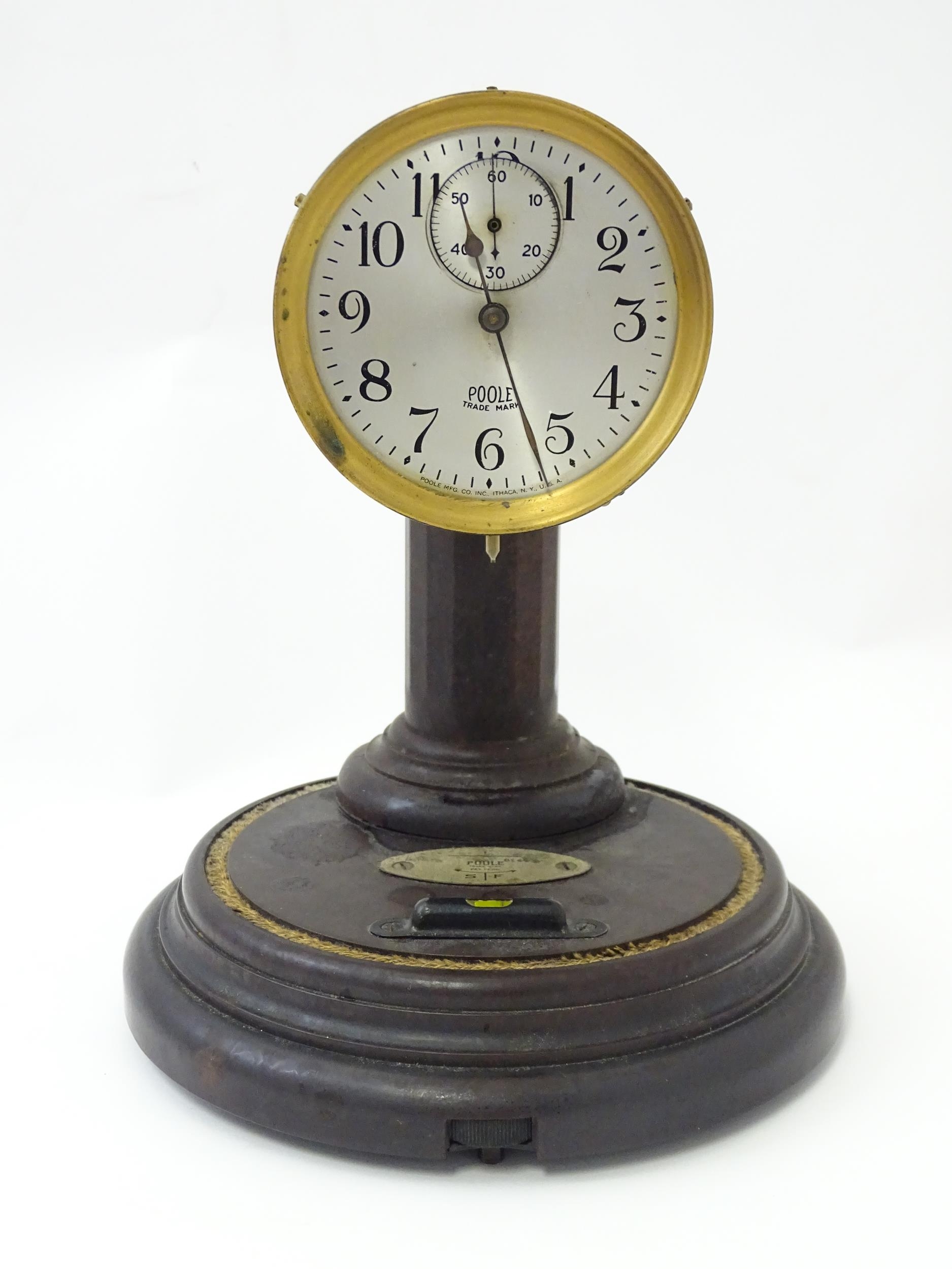 An American Poole electric mantel clock, the 3" silvered dial with subsidiary seconds dial, - Image 3 of 9