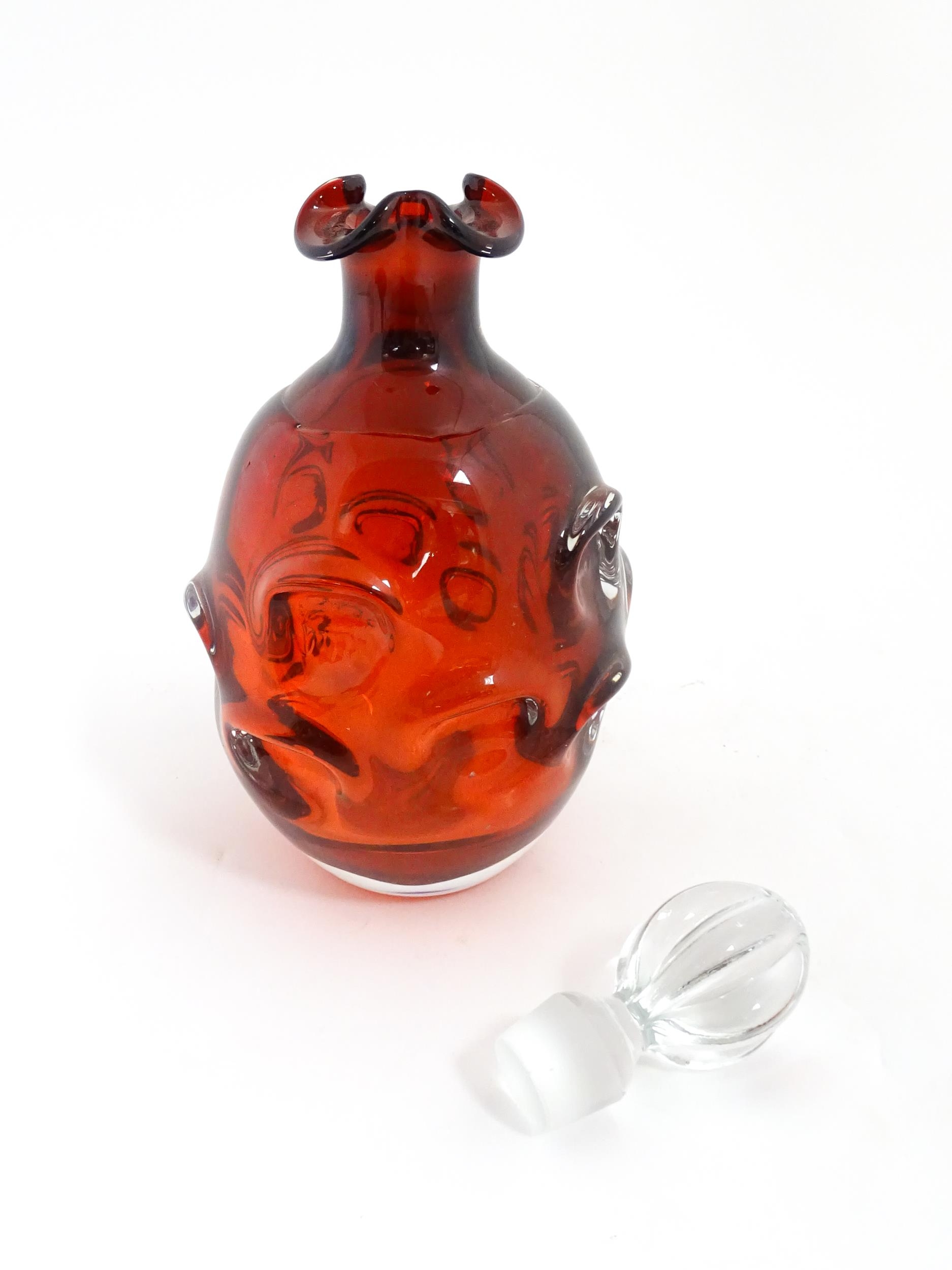 A Swedish studio glass decanter designed by Borne Augustsson for Aseda Glasbruk. Approx. 11" high - Image 6 of 7