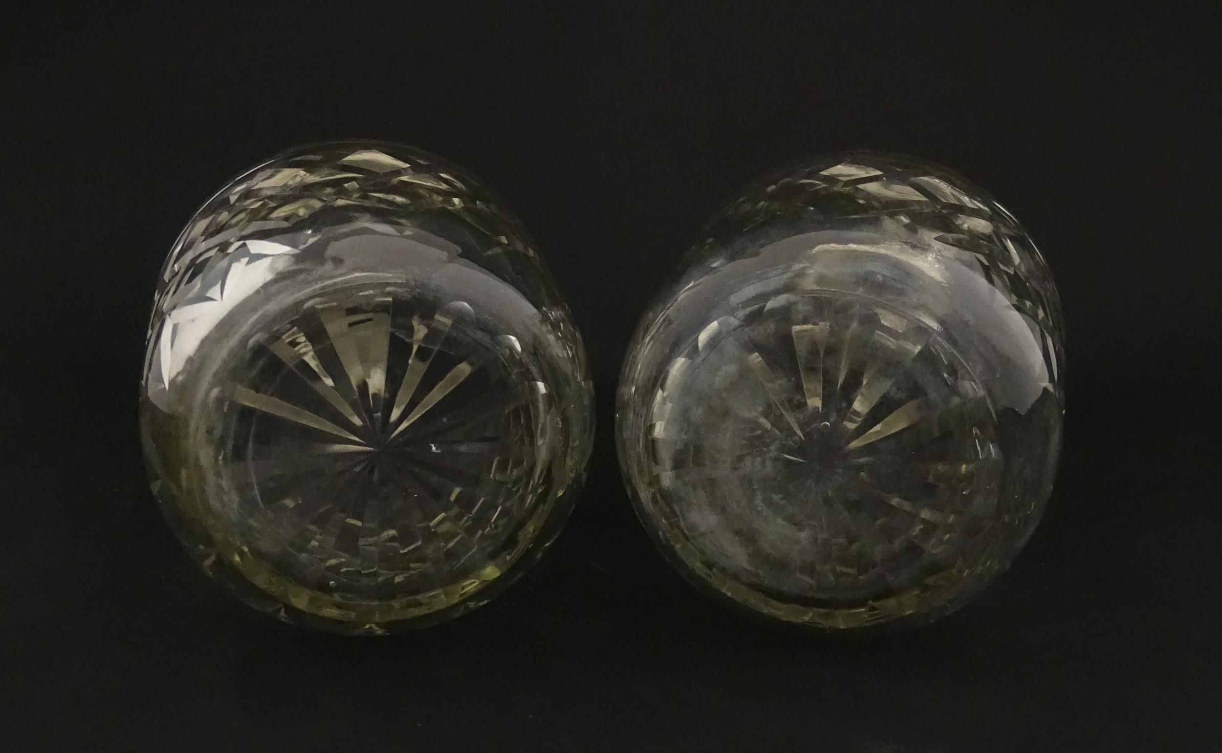 Two glass flasks formed as small cut glass decanters with Argentinian .925 silver mounts. Approx. 8" - Image 7 of 10