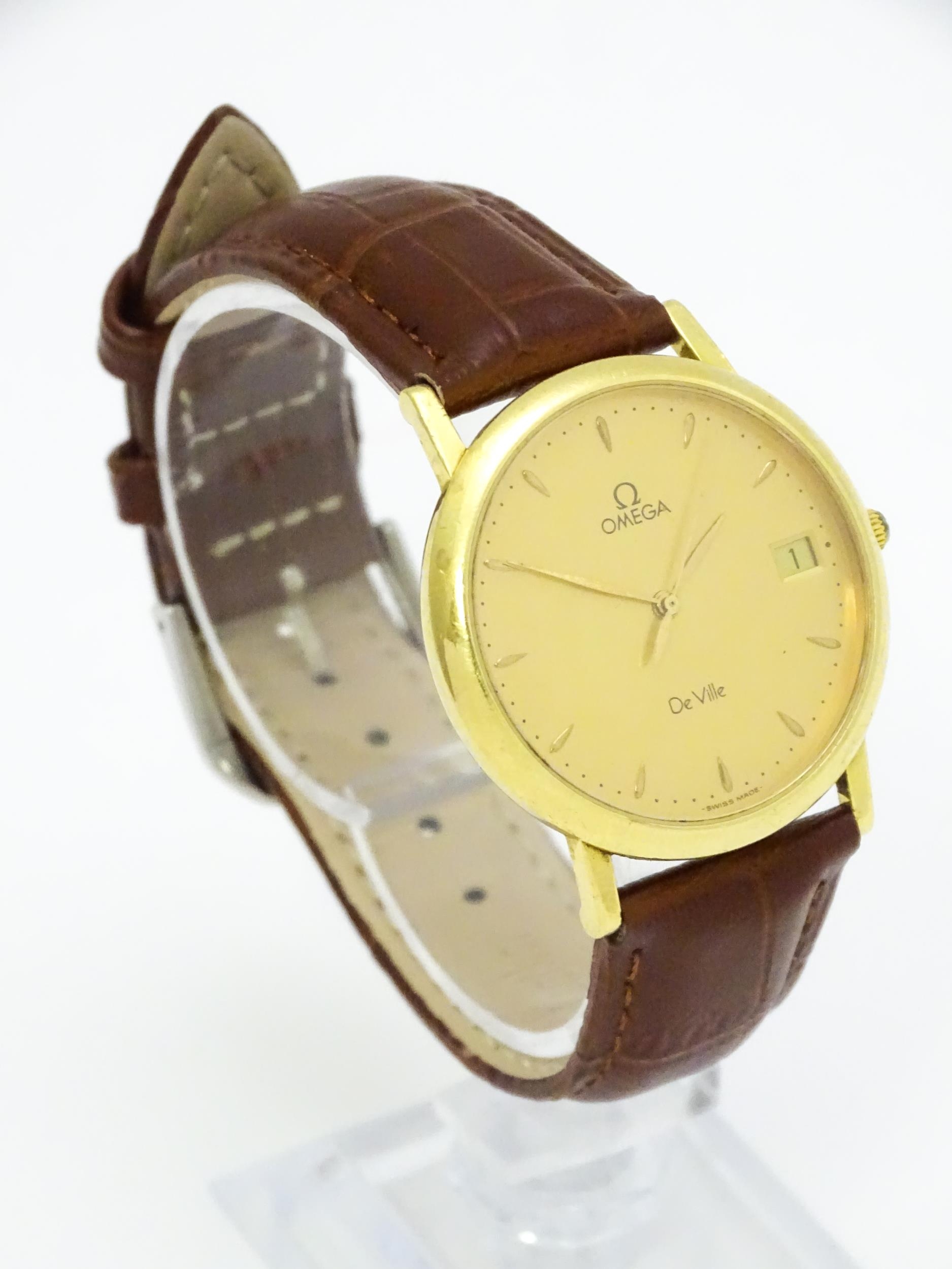 An Omega 18ct gold cased De Ville wristwatch, the dial with hour batons and date aperture. Watch - Image 4 of 17