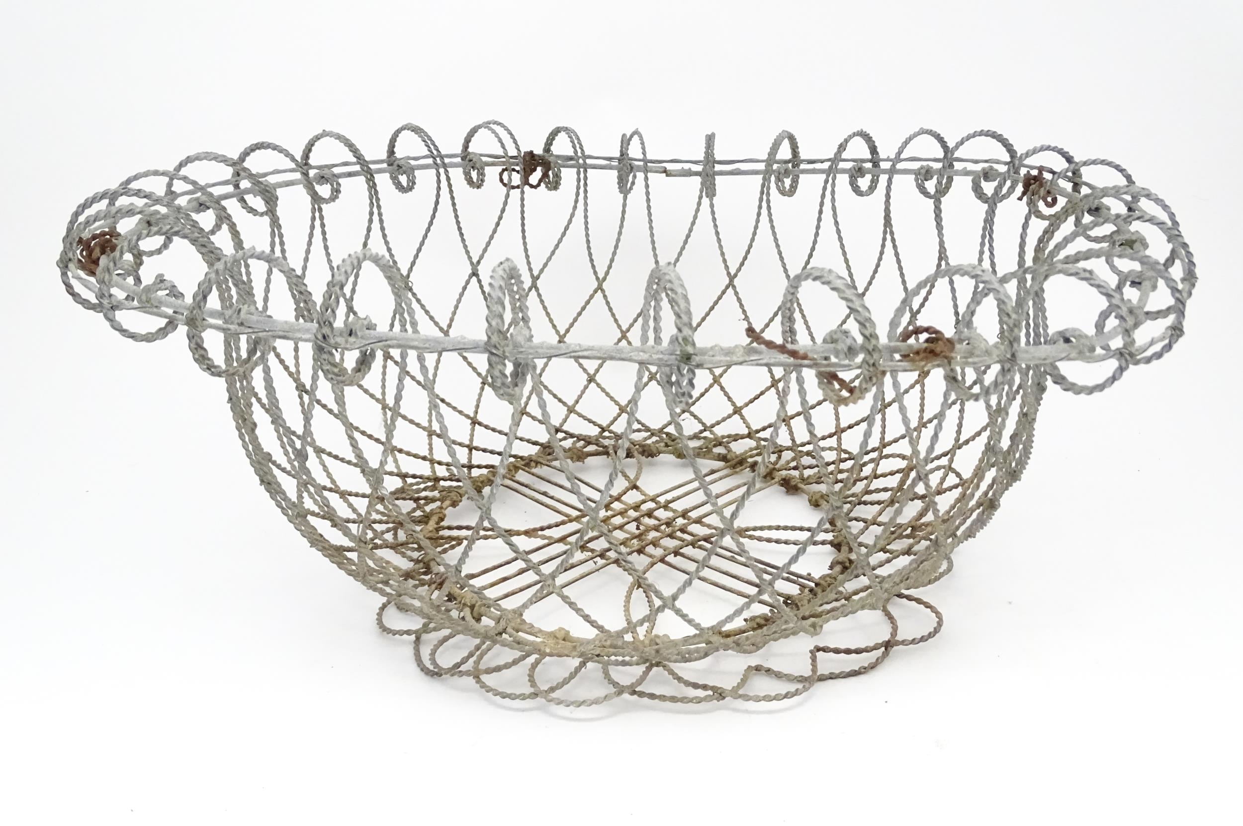 A pair of 19thC wirework planters / baskets with scrolling detail. Each approx. 24" in diameter x 8" - Image 5 of 15