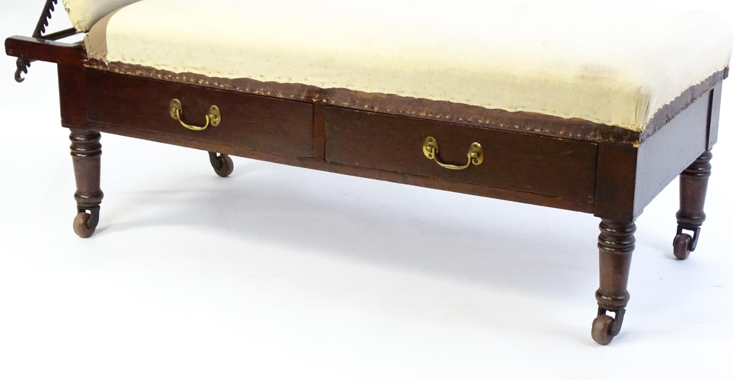 A Victorian 'Carters Literary Machine' day bed with an adjustable backrest above two short drawers - Image 4 of 10