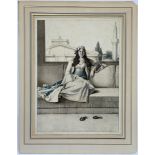 Louis Dupre (1789-1837), Original lithograph hand coloured with watercolour, Une Athenienne / An