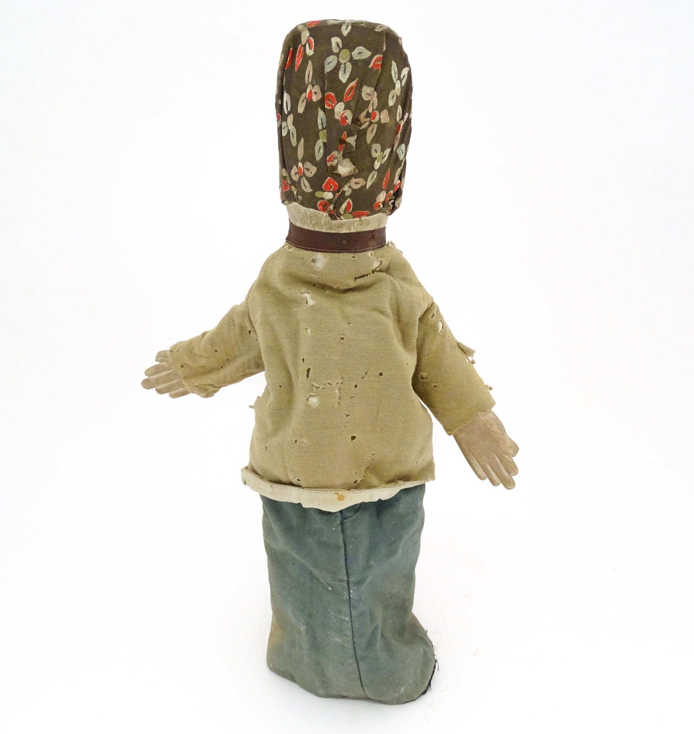 Toy: A 19thC French glove puppet with wooden head and hands and hand painted features. Approx. 18" - Image 8 of 9