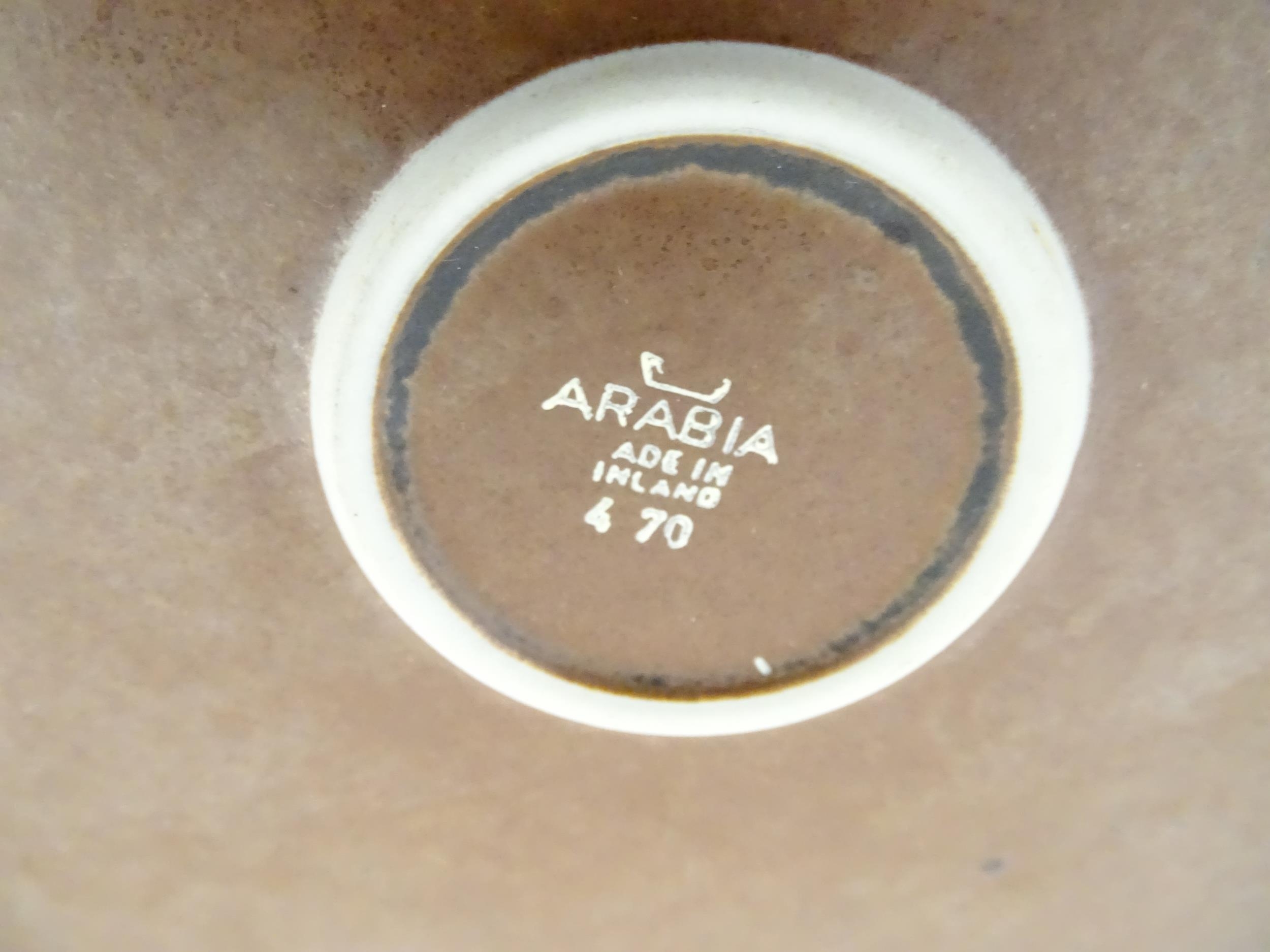 A Scandinavian Ruska brown stoneware charger, marked under Arabia Finland. Together with a Swedish - Image 2 of 6