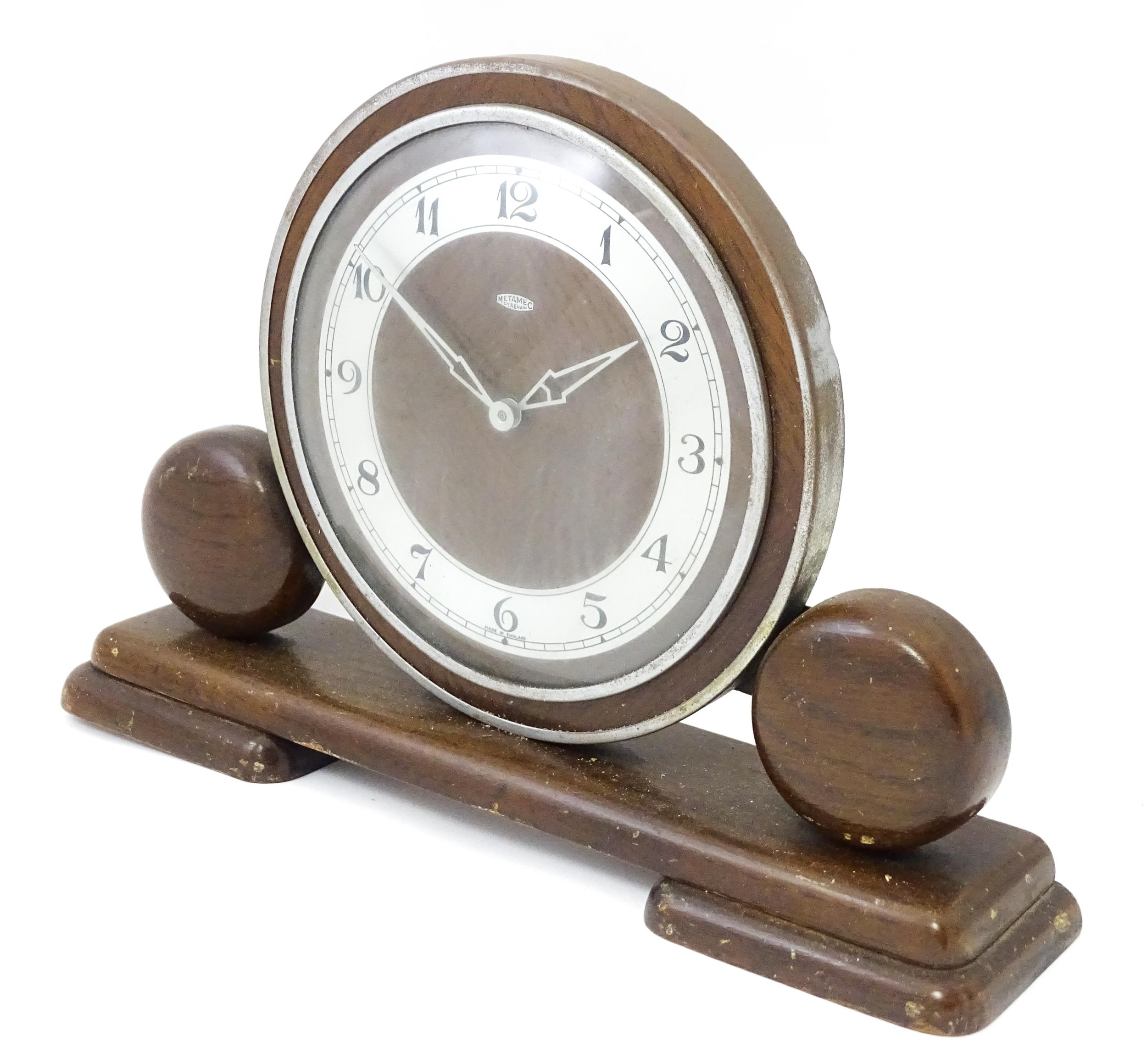 An Art Deco Metamec Dereham mantle clock. Approx. 8" high Please Note - we do not make reference - Image 4 of 7