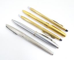 Five assorted pens, comprising a Waterman Paris 'Panta' four-colour ballpoint pen, a Cross Ireland