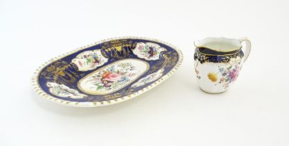 A Derby dish with floral and foliate decoration with gilt highlights. Together with a similar