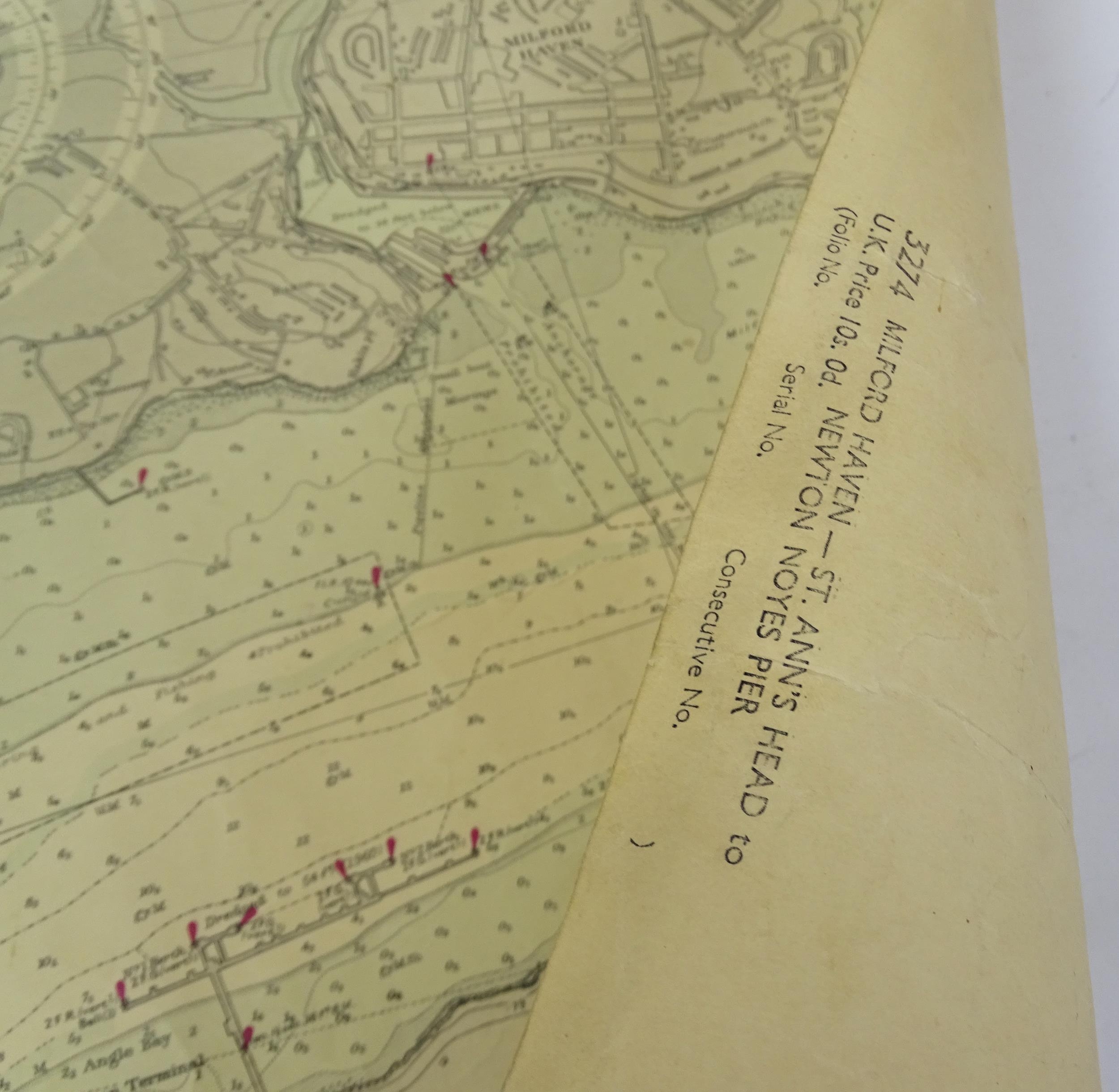 Three mid 20thC Hydrographic Office maritime navigational charts for Wales - South Coast, comprising - Image 11 of 26