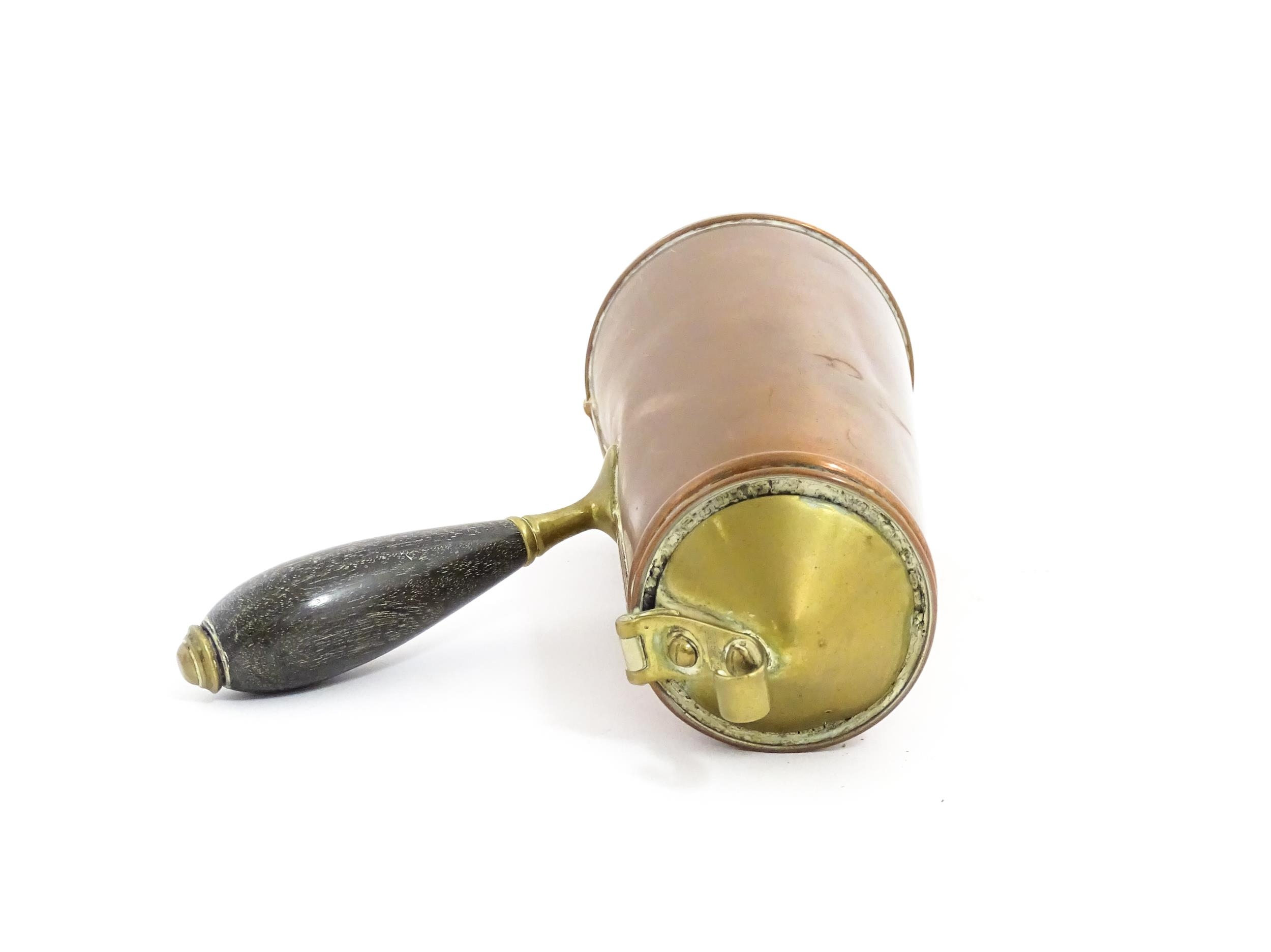WAS Benson: An Arts & Crafts copper and brass insulated / jacketed hot water jug of tapering form, - Image 8 of 9